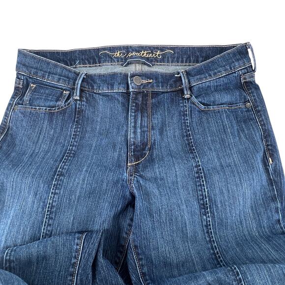 Old Navy The Sweetheart Denim Blue Jeans Front Pintuck Seams 12 Regular - Picture 4 of 14